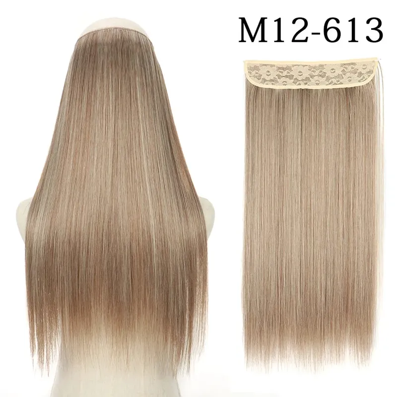 Συνθετικά Long Straight No Clip Invisible Line Hair Extensions 40 55 80cm Φυσικό Καστανό Ξανθό Fake Hairpiece για Γυναικεία — image 30