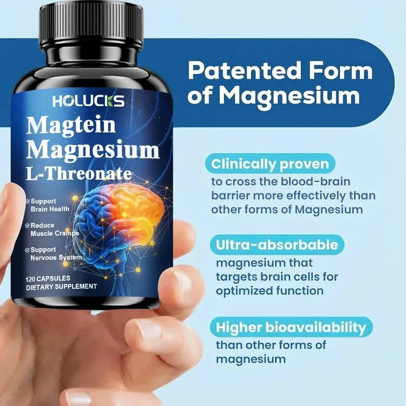 Magnesium L-Threonate Capsules Enhance Focus Sleep Quality Memory & Relaxation Strongly Support Nerve & Bone Health Care