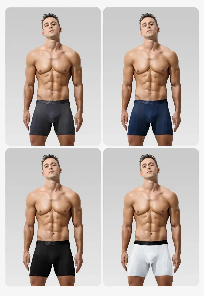 Extended sports underwear, panlalaking boxer shorts, Modal na anti-leg abrasion running, large size breathable training quadrangle shorts