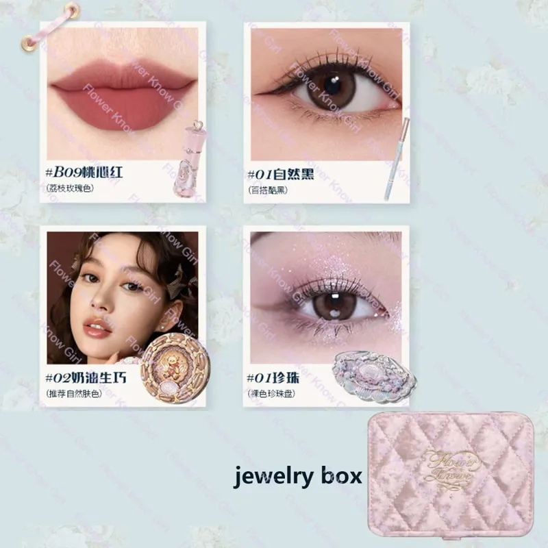 Flower Knows Makeup Gift Set για γυναίκες Shimmer Eyeshadow Palette Full Coverage Concealer Gel Eyeliner & Lipstick Cosmetic Kit