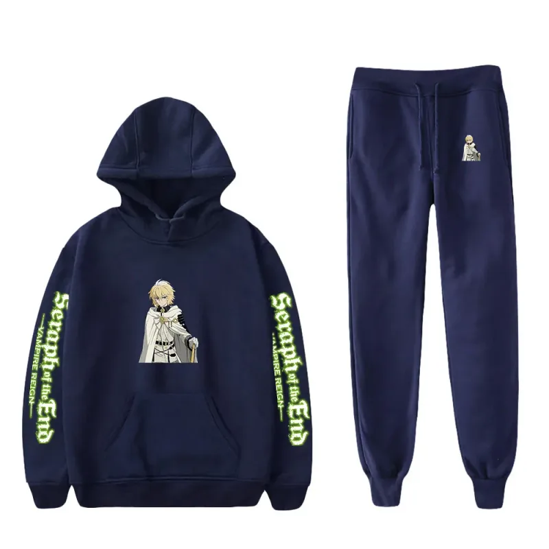 Harajuku Comfortable Seraph of the End Print Sweatshirt Sweatpants Suit Hoodies+ Pantalon Suit Boys/Girls 2 Piece Set na Damit