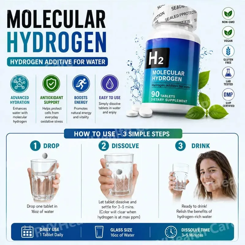 Molekuláris hidrogén tabletta magnéziummal vízhez, ital izomlazítás energia anyagcsere csontok egészségének támogatása 90 tabletta — image 6