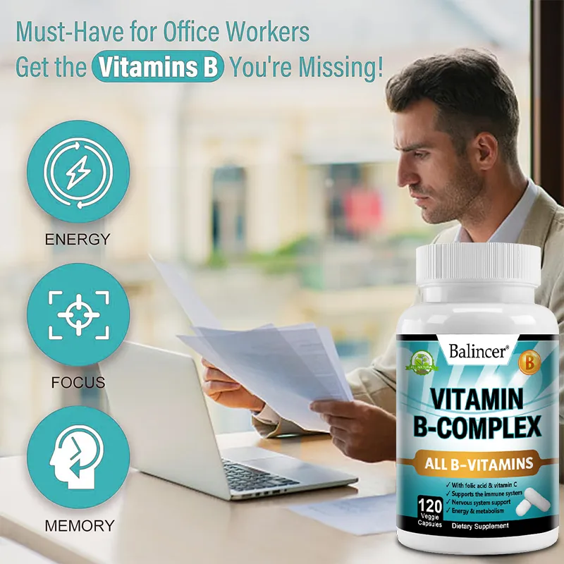 Vitamin B Complex Supplement Containing Folic Acid and Vitamin C Supports Energy Immune Health Antioxidant Supplement