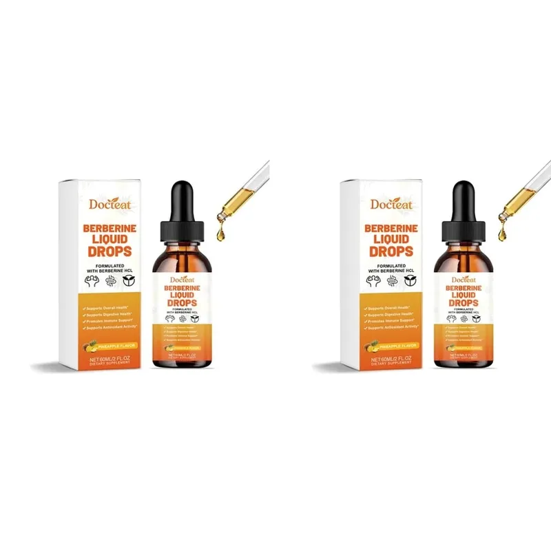 Docteat Berberine HCl Folyékony cseppek Támogatják az emésztés egészségét ceyloni fahéjjal és zöld kávébab ananász ízesítéssel 60 ml — image 8