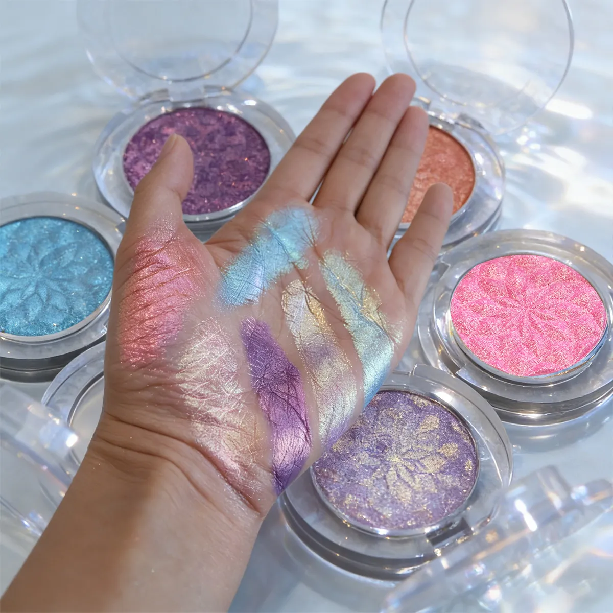 Chameleon Eye Palette szemhéjpúder paletta - személyre szabható duokróm préselt szemhéjfesték szett Glitter Infused Pearlescent Finish Pri — image 7