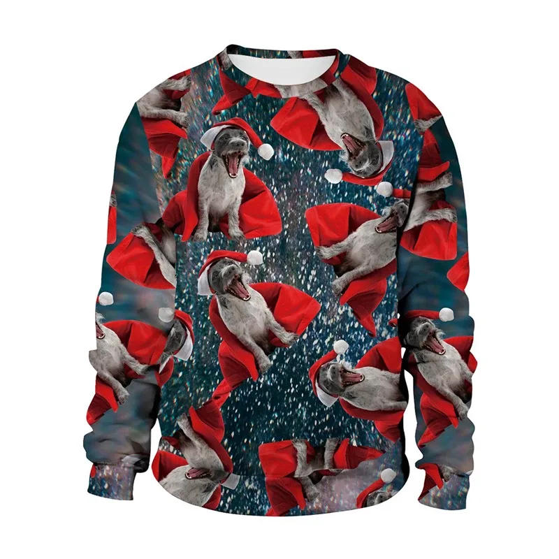 Funny 2026 Ugly Christmas Sweater For Men Women New Xmas Cat Dog Pattern Sweatshirt Festival Party Crew Neck Pullover Hoodies — image 7