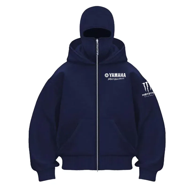 Máscara de ciclismo de algodão com logotipo da Yamaha, moletom com capuz com zíper, masculino e feminino, outono e inverno, novo estilo, moda casual, retrô, ciclismo — image 7