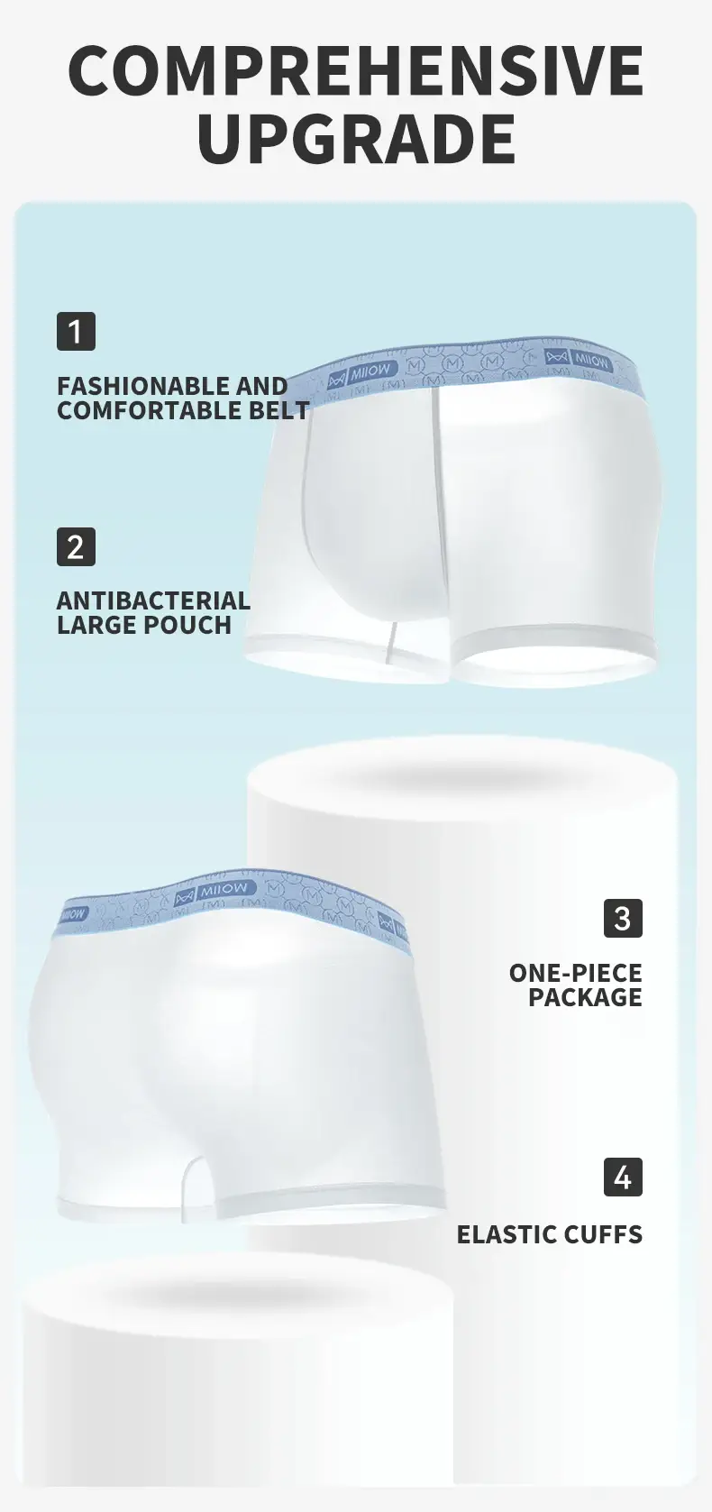 MiiOW 3Pcs Ice Silk Men Underwear 10A Antibacterial Breathable Crotch Men's Panties Silky Seamless Man Underpants Boxershorts — image 7