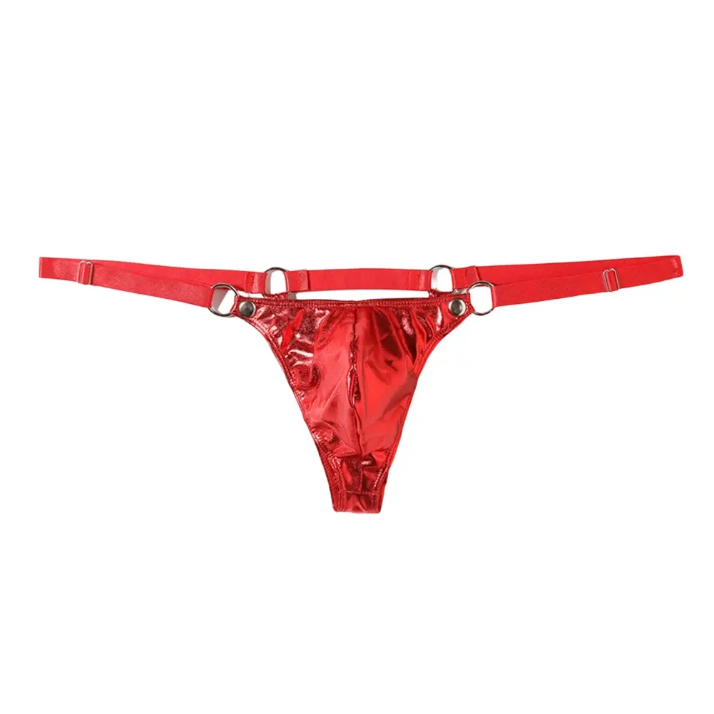 1pc Men Patent Leather G-String Sexy Thong V-back Low Ring Rise T-back Bulge Pouch Lingerie Underwear Gay Sissy Hot Clubwear — image 7