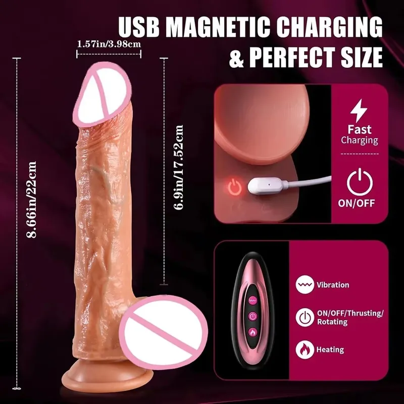 Dildo - Τηλεσκοπικό μασάζ σιλικόνης Dildo -9 ιντσών για ζευγάρια 10 τρόπων Ερωτικό μασάζ Παιχνίδι Ασφαλές Διακριτικό Γυναίκα Συνεργάτης Pleasure — image 4