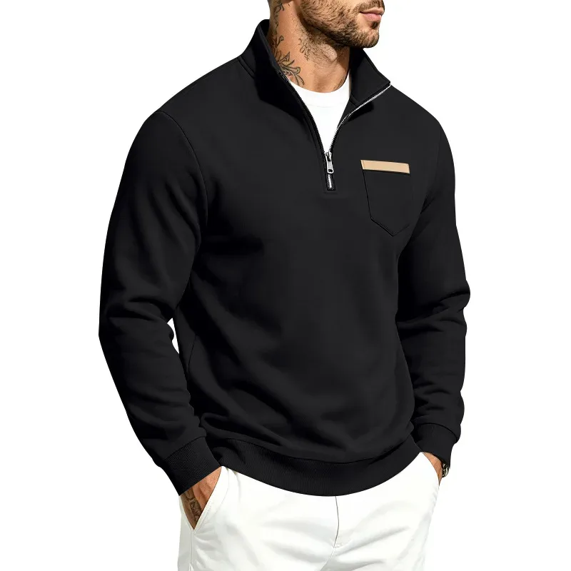 Homens 2026 outono inverno item quente velo forrado gola solta vintage moletom casual commuter moda masculina outerwear diário — image 25