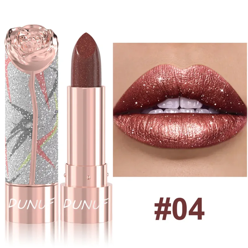 7 Kulay Gold Sparkle Metallic Lipstick Pearl Shimmer Glitter Lip Makeup High Pigment Velvet Matte Long Lasting Lipstick