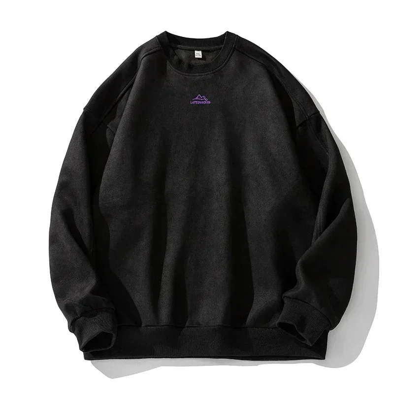 Marca camurça sweatshirts para homem 2026 novo outono inverno roupas baggy vintage pullovers casais o pescoço blusa oversize — image 1