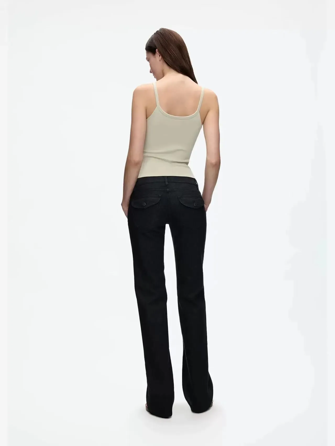 טנק בסגנון אמריקאי צוואר צוואר Slim Fit Stretch Basic Crop Top סקסית מתוקה ומגניבה