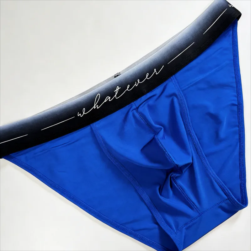 Men's Ice Silk Polyester Cheeky Briefs Ombre "Whatever" Slogan Waist Sporty Contour Fit Low-Rise Underpants Men Underwear Sexy — image 4