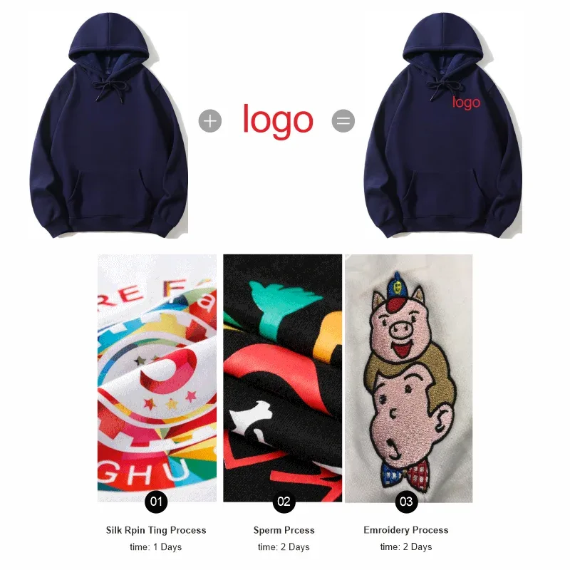 Moda impressão de alta qualidade hoodie logotipo personalizado grupo pessoal marca bordado masculino e feminino grosso 100% algodão pullovers velo — image 7