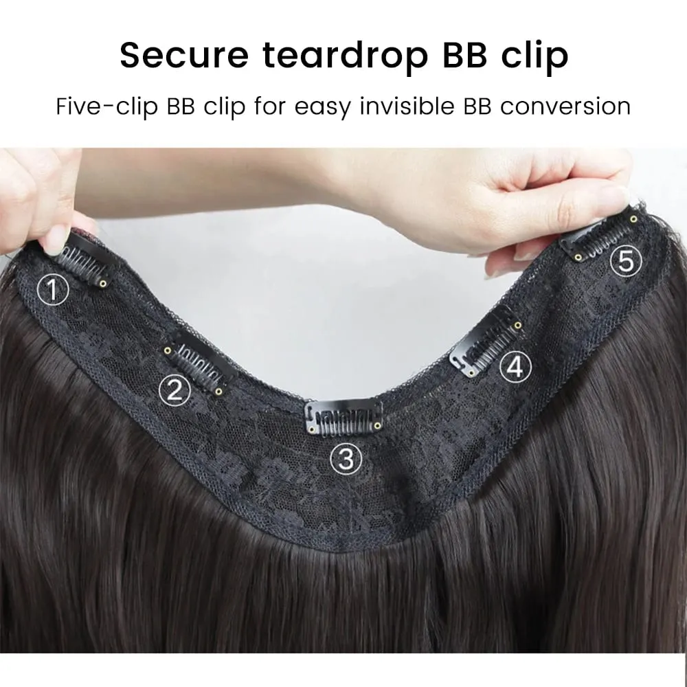 20Inch Synthetic Long Curly Wavy Layered V-Shaped Clip-in Hair Extension 4 Clip Heat Resistant Hairpiece for Women Daily Party — image 6