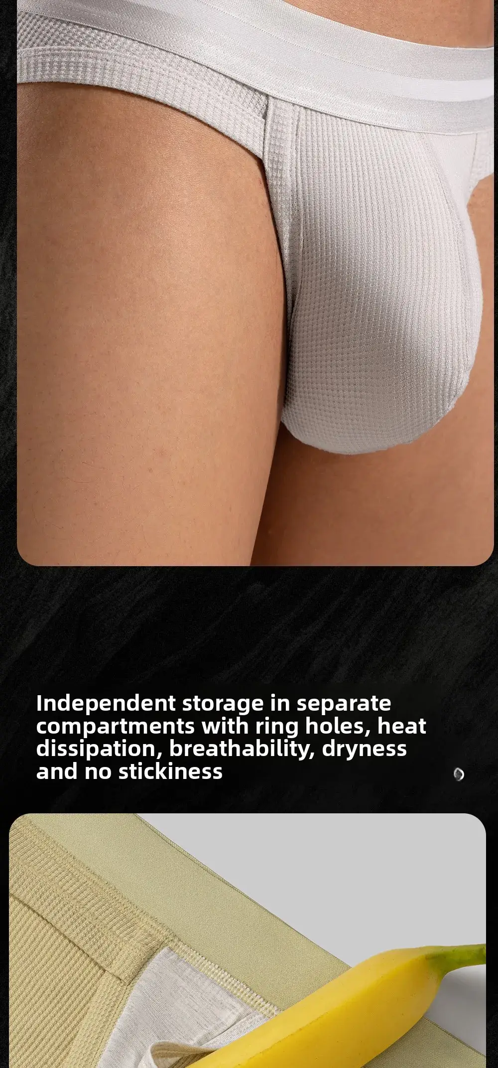 3pcs Sexy Men Waffle Cotton Briefs with Raised Bag Support Pouch With Hole U Spacious Separate Crotch Breathable Anti-sweat 3256812343913911