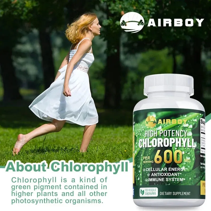 Chlorophyll Supplement 600mg - Supports The Immune System Reduces Body Odor and Bad Breath Boosts Energy Antioxidant — image 7