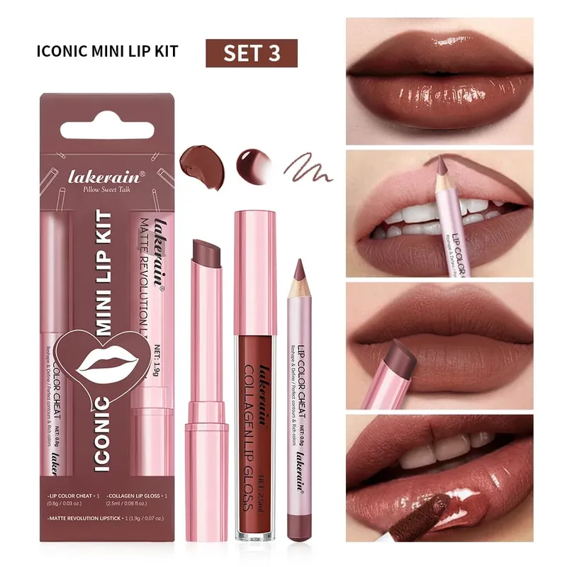 Αδιάβροχο Μαύρο Ματ Σετ Κραγιόν Velvet Liquid Lip Gloss Σετ Lip Liner Red Stain Halloween Goth Μακιγιάζ — image 3