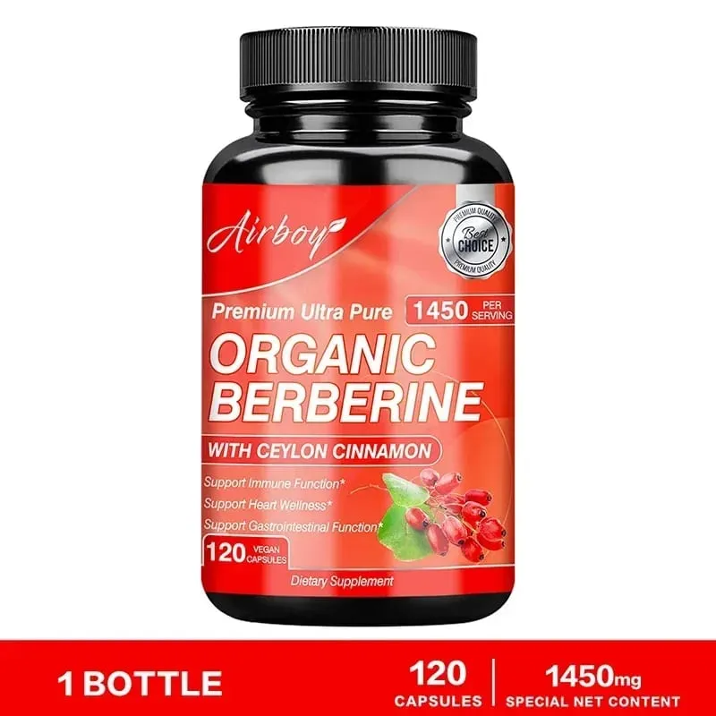 Berberine Capsules - with Ceylon Cinnamon - Blood Sugar Balance Cardiovascular Health Aid Digestion Promote MetabolismSupplem — image 8