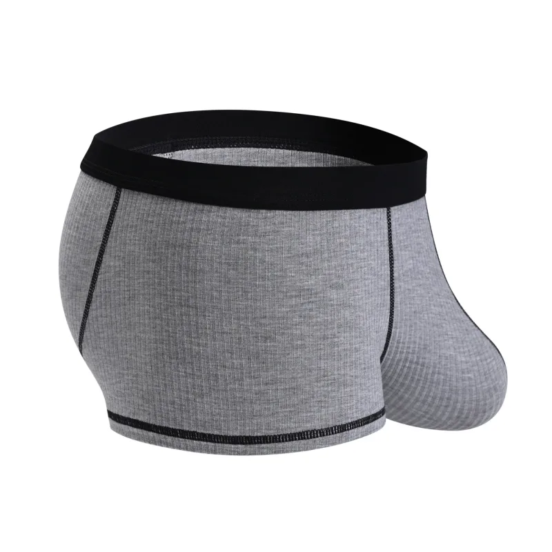 Men's Large Scrotal Pouch Underwear Stretch Solid Low Rise Boxer Shorts Breathable U Bugle Pouch Underpant Comfortable Trunk