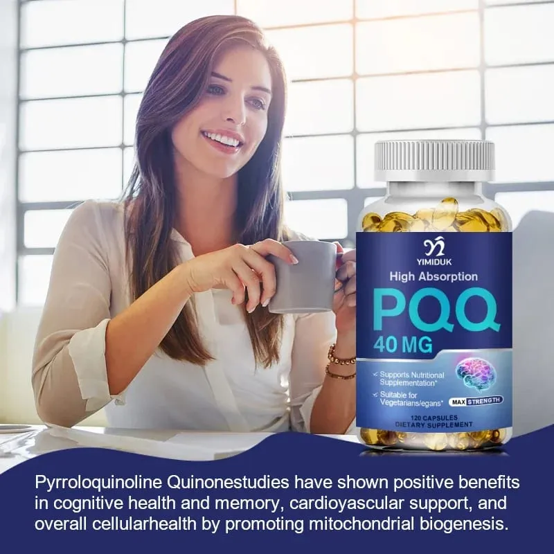 Buy 1 Get 1 Free! PQQ 40mg Supplement for Cognitive Function Booster Enhances Brain Energy Heart Brain & Anti-Aging Vegan