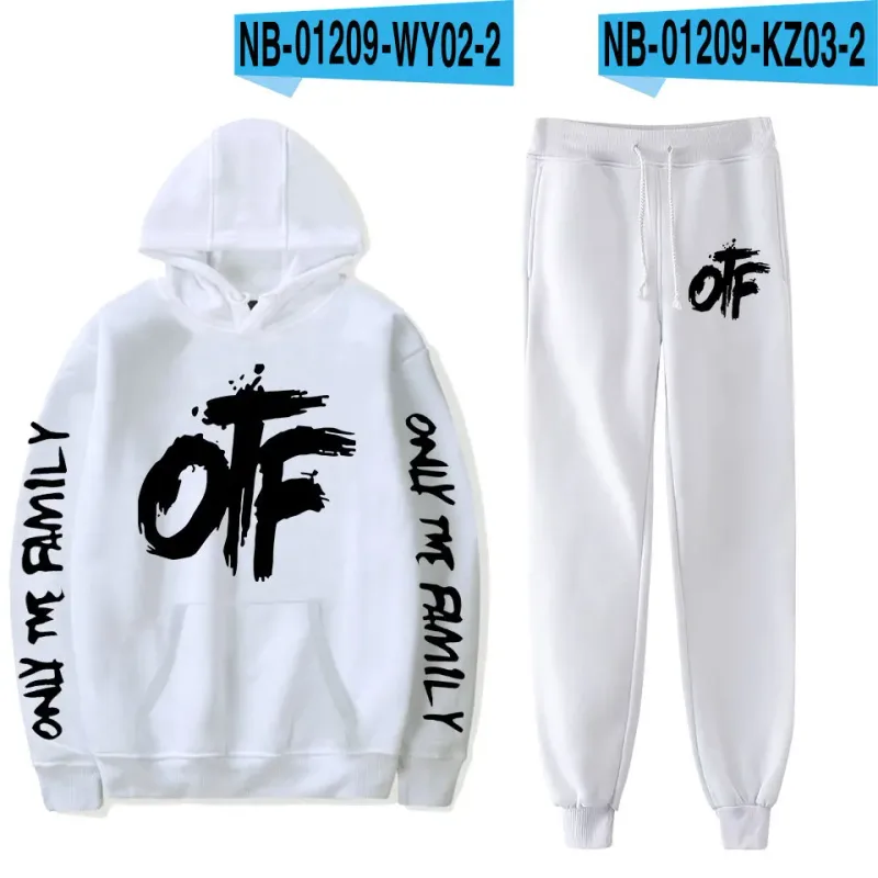 하라주쿠 편안한 재미 있은 OTF 편지 인쇄 운동복 운동복 정장 남성/여성 후드 + 바지 정장 귀여운 2 조각 세트 의류 — image 11