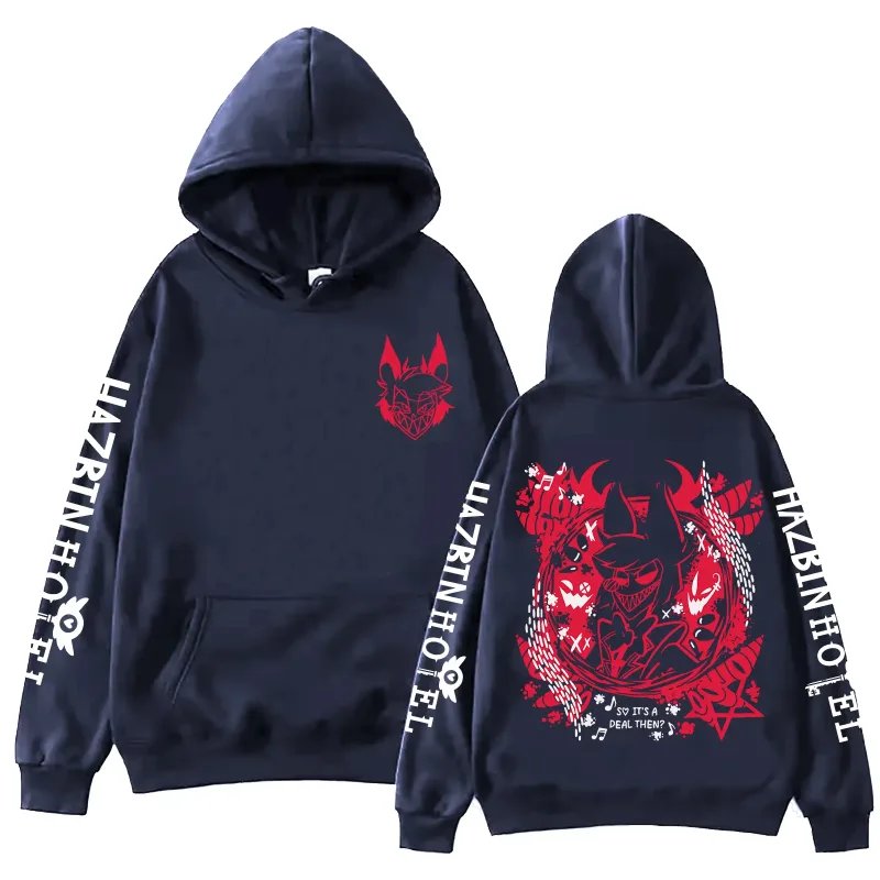 Anime Hazbin Hotel Alastor Printed Hoodies Y2K Men Women Casual Goth Hoodie Soft Thick Fleece Hooded Sweatshirt Loose Street Top — image 3