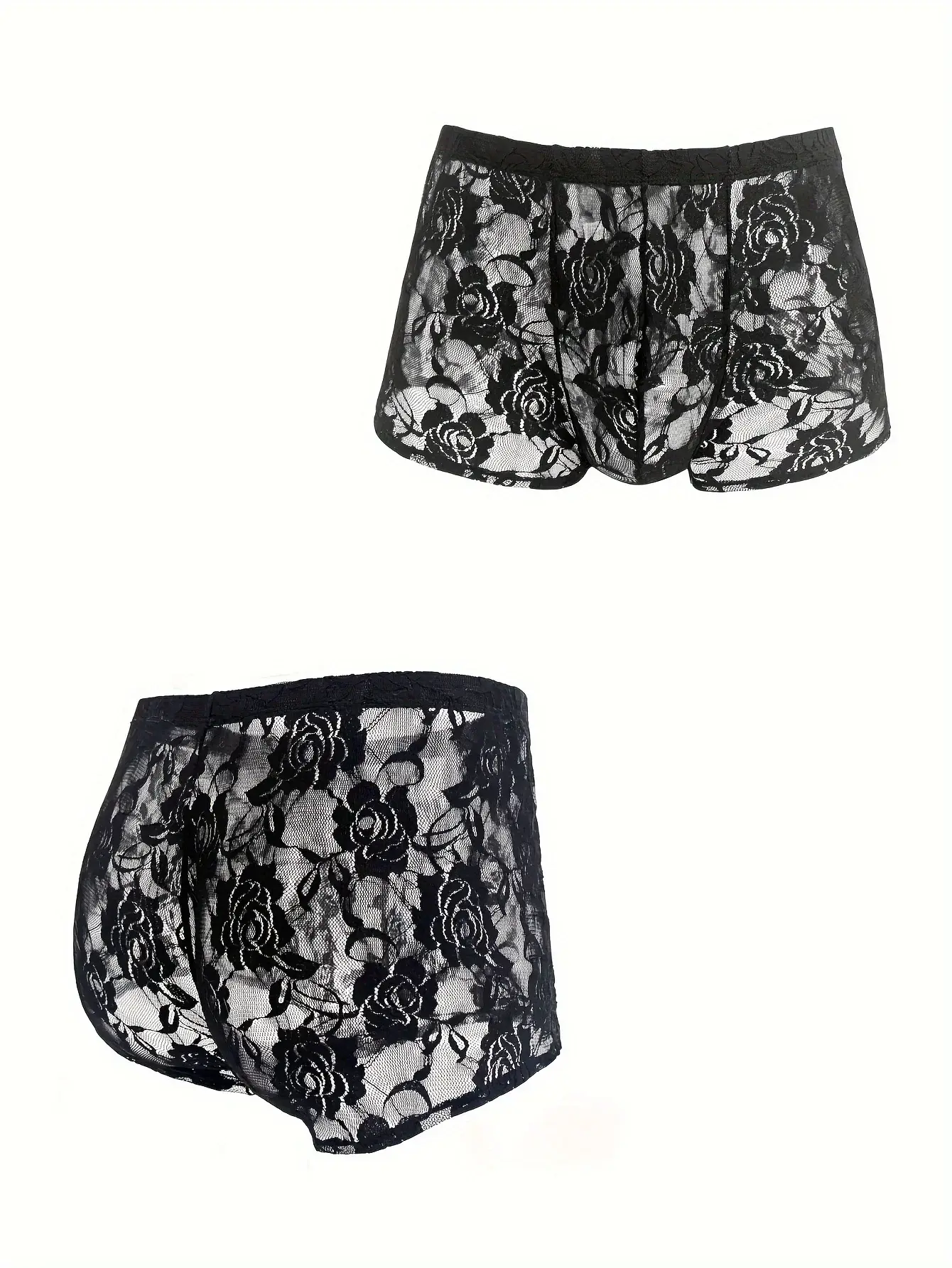 1Pc Men's Fashion New Design Sexy Lace Embroidery, High Elasticity Transparent Lace Flat Corner Underwear, Sexy, Ice Silk — image 5