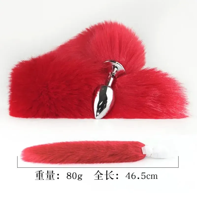 Sex Sm Props Metal Anal Plug Solid Color Fox Tail Anal Plug Backyard Development Training Plug Anal Toys Expand The Anus