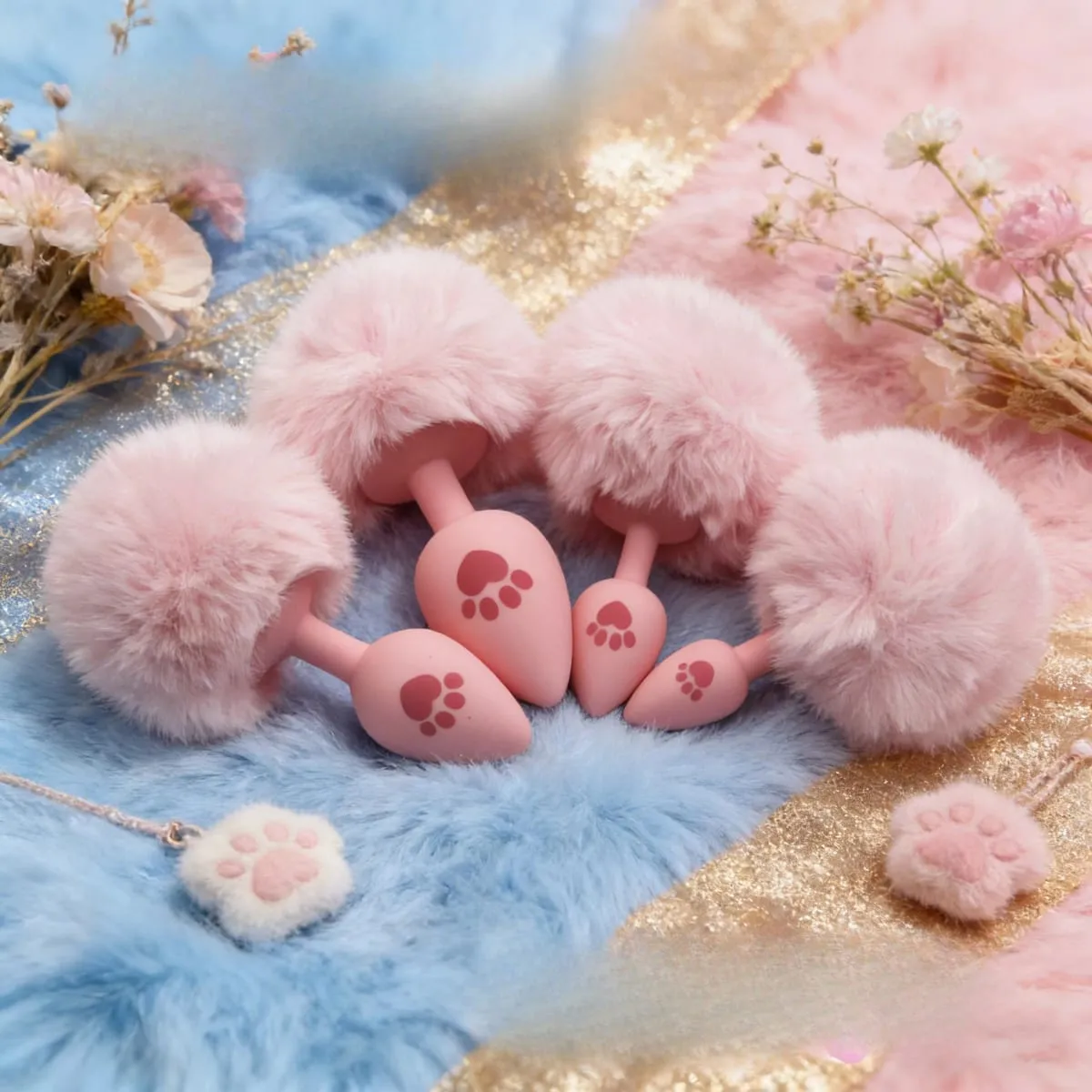 4 Sizes Cute Pink Cat's Paw Print Silicone Anal Plug Soft Tail Butt Plug Adult Game Anal Beads Erotic Cosplay Sex Toys For Women — image 2
