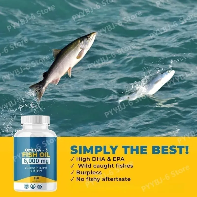 Omega 3 halolaj lágyzselé, nagy hatékonyságú EPA DHA napi étrend-kiegészítő felnőtteknek Támogatja az ízületek immunrendszerét 150 lágyzselé, nem GMO — image 4