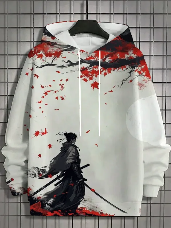 2024 outono novo masculino 3d japonês samurai impressão moletom com capuz masculino e feminino casual moda masculina moletom com capuz de rua — image 2