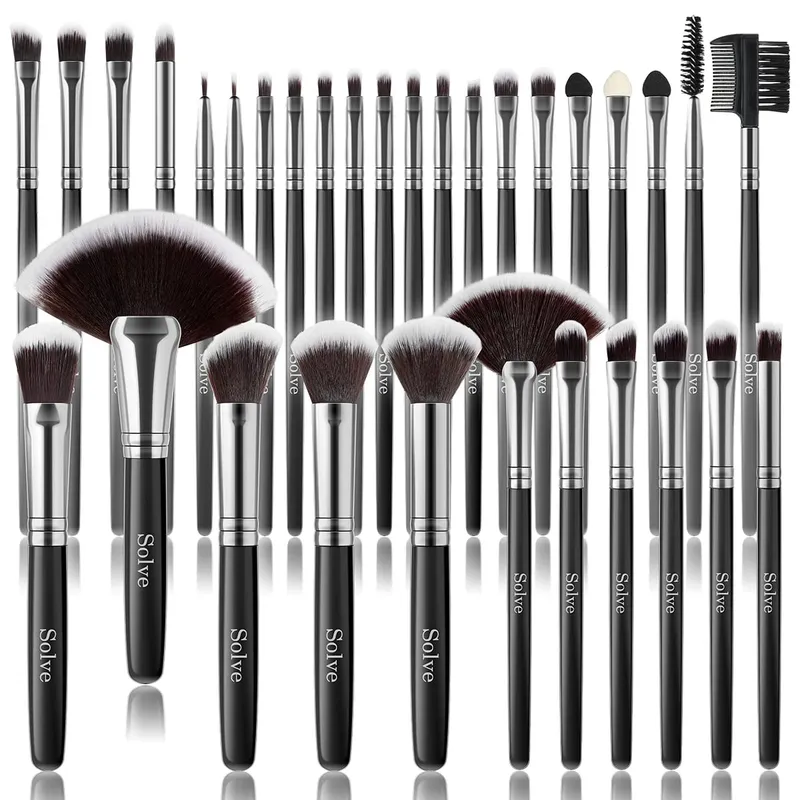 New Style Μαύρο 32 τμχ Σετ πινέλων μακιγιάζ Premium Soft Cosmetic Powder Blending Foundation Eyeshadow Blush Brush Set