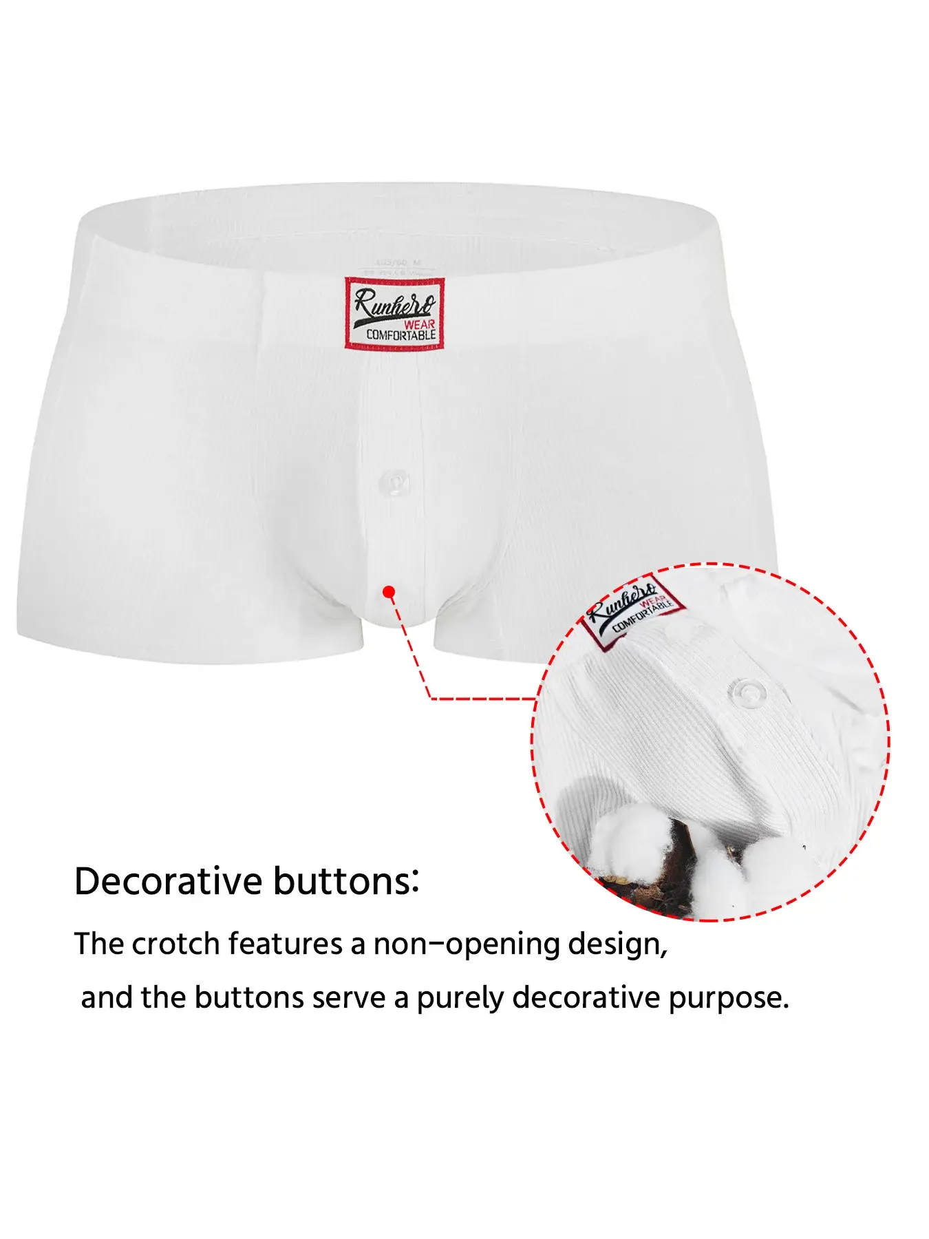 Men's Flat Underwear, Made of Synthetic Viscose, High Elasticity, Raised, Button Decoration, Comfortable Slim Fit Solid Color — image 15