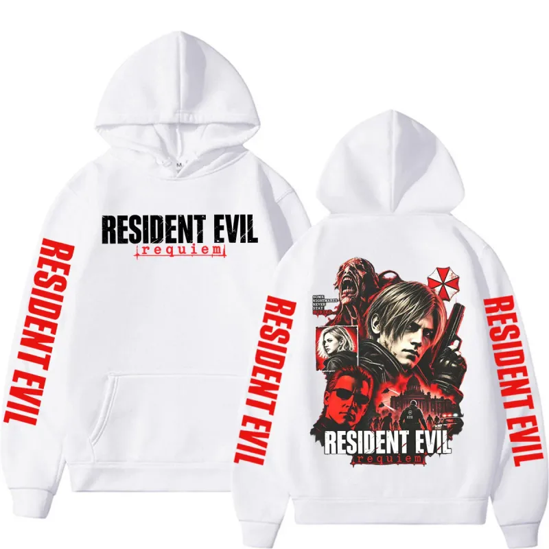 Leon Kennedy Resident Evil Requiem Merch Sweatshirt Mga Lalaki Babae Kaswal na Mataas na Kalidad ng Fleece Hoodie Harajuku Classic Gothic Hoodies — image 7