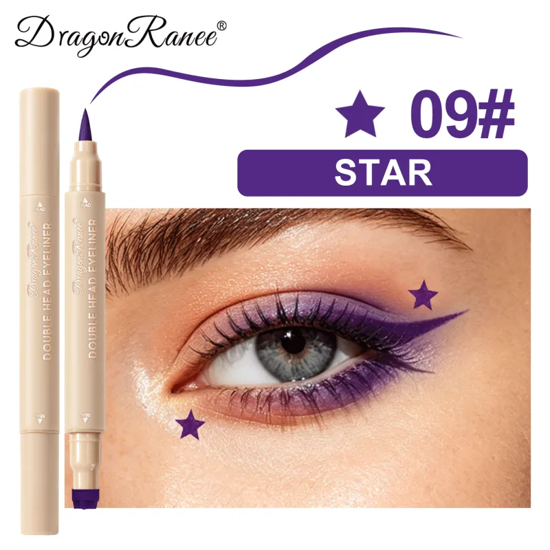 Love Star Butterfly Liquid Eyeliner με διπλό άκρο, αδιάβροχο και χωρίς μουντζούρες, γρήγορο στέγνωμα 2 σε 1 Πολύχρωμο μακιγιάζ Stamp Eye Line Pen — image 23