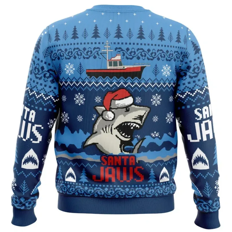 Santa Jaws Jaws Herren-Sweatshirt mit Rundhalsausschnitt, hässliches Weihnachts-Sweatshirt, weich, bequem, stilvoll, entspannte Passform, Übergröße, langärmlig, Herbst und Winter — image 6