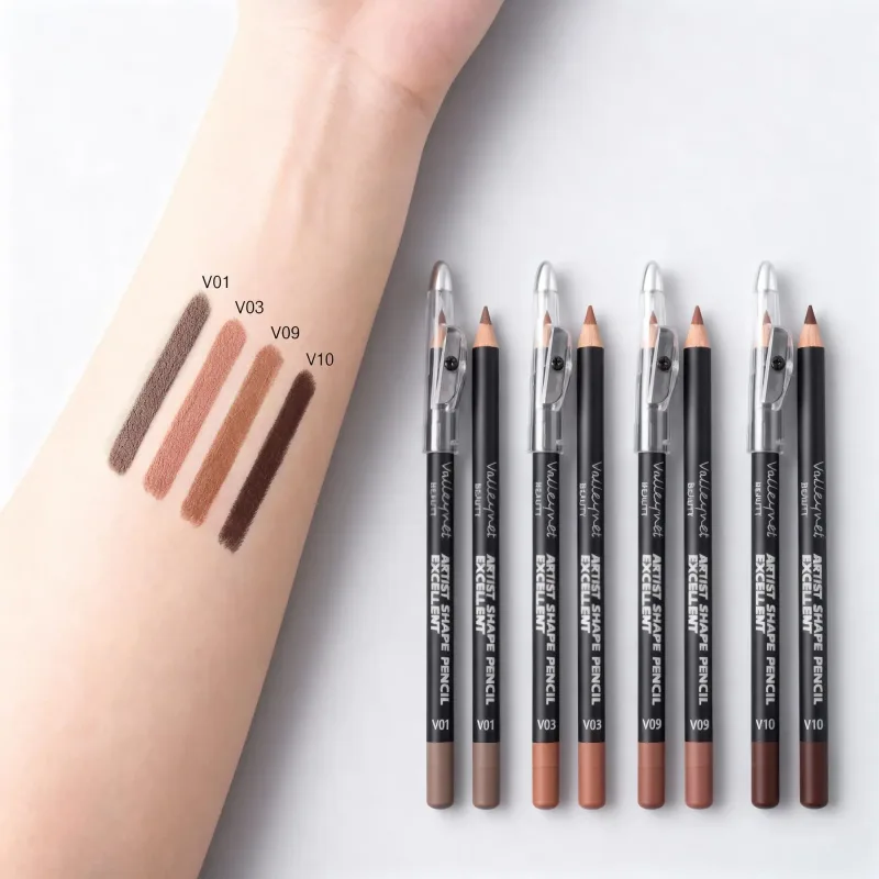 4 Piece Brown Shades Lip Liner Set Matte Waterproof Compatible with Various Lip Glosses and Lipsticks Portable Bag Size