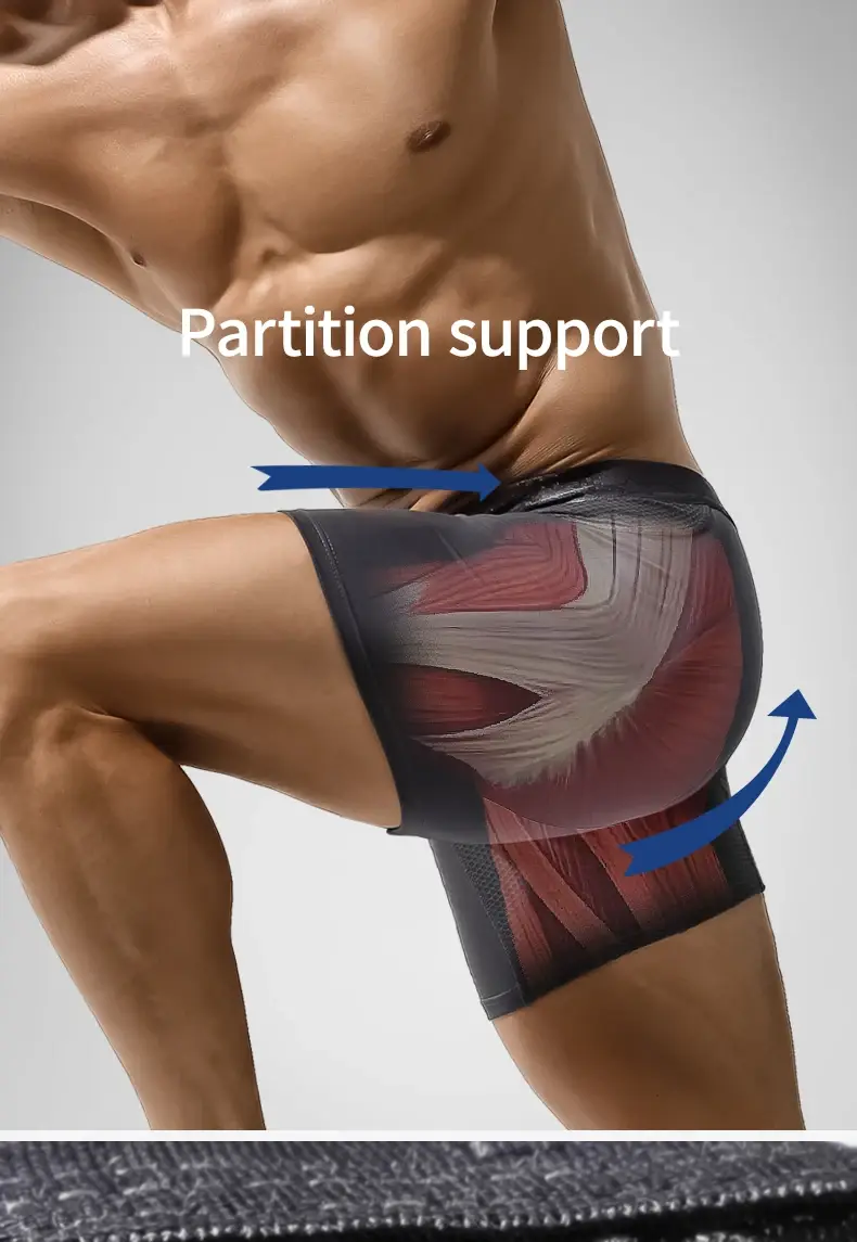Extended sports underwear, panlalaking boxer shorts, Modal na anti-leg abrasion running, large size breathable training quadrangle shorts