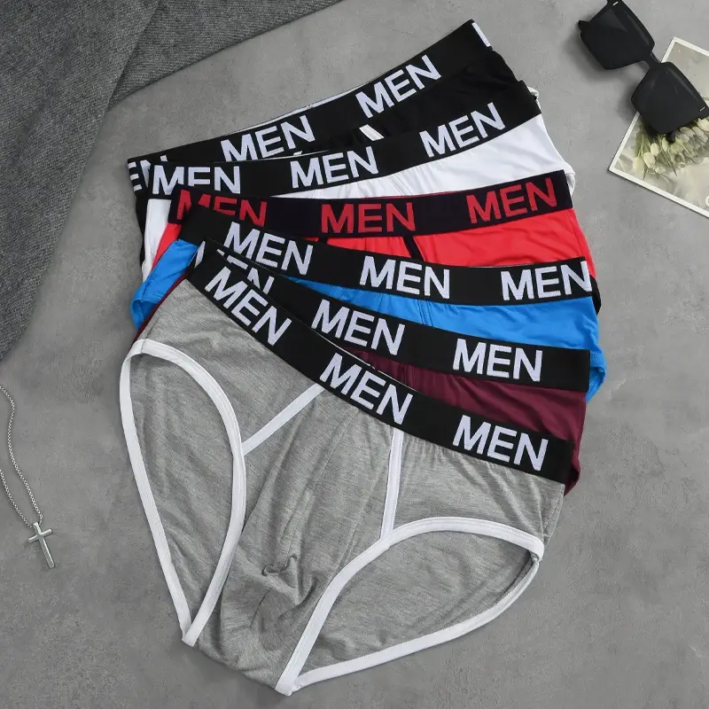 1Pcs/Set Men's Viscose Letter Panties Seamless High Quality Breathable Underpants Male Elastic Soft Comfortable Underwear S-XL