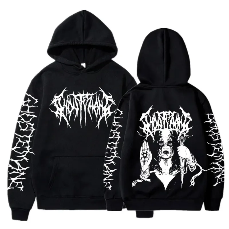 Ghostemane moletom com capuz estampa dupla face, moda masculina hip hop metal rock gótico oversized moletom agasalho streetwear — image 9