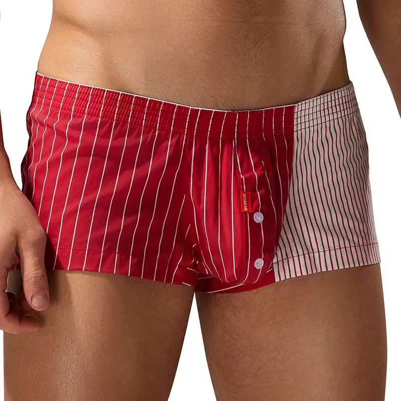 Seobean Men's Color-Block Striped Pure Cotton Home Underwear Shorts Comfortable Breathable Casual Pants for Men — image 6