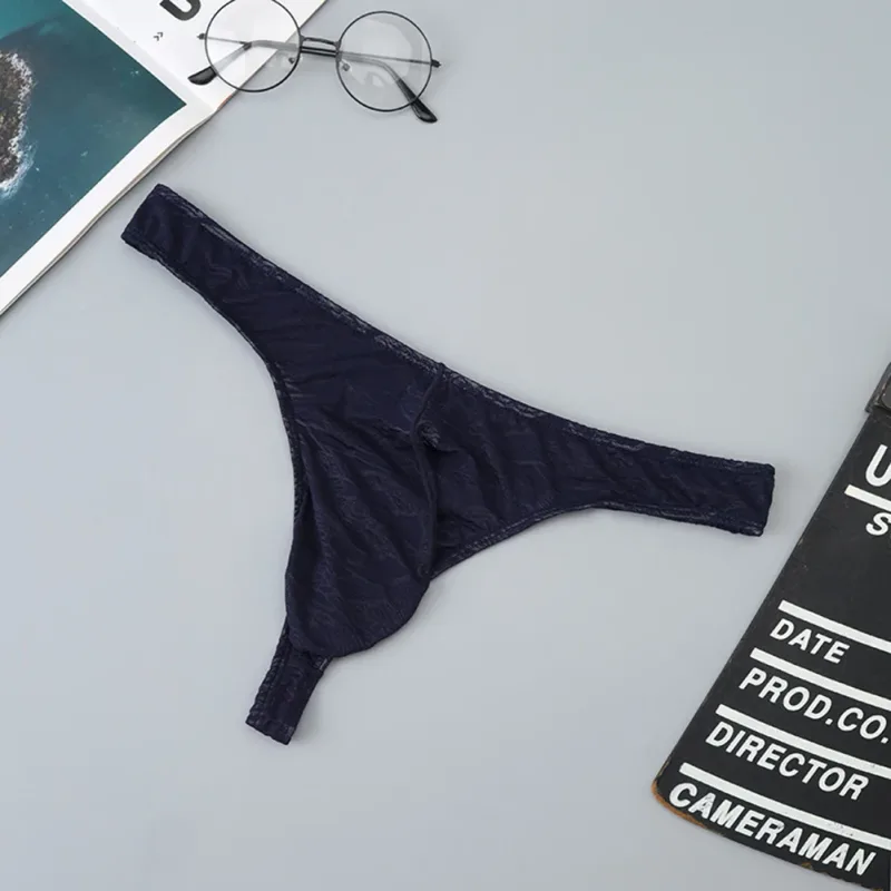 Men Lace Jacquard G-string Underwear High Stretchy Large Pouch Thong Panties Sexy Gays Erotic T-back Underpants — image 4