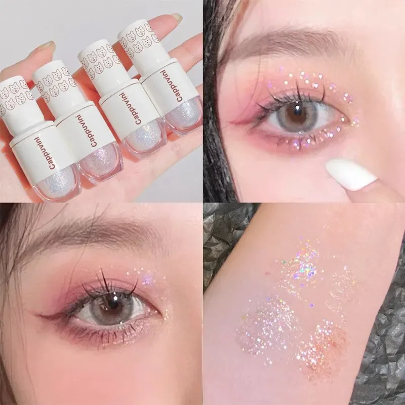 Cappuvini Liquid Eyeshadow High-Gloss Shiny Mermaid Pearl Tears Brightening Glitter Highlighter Quick Drying Eyeliner — image 10