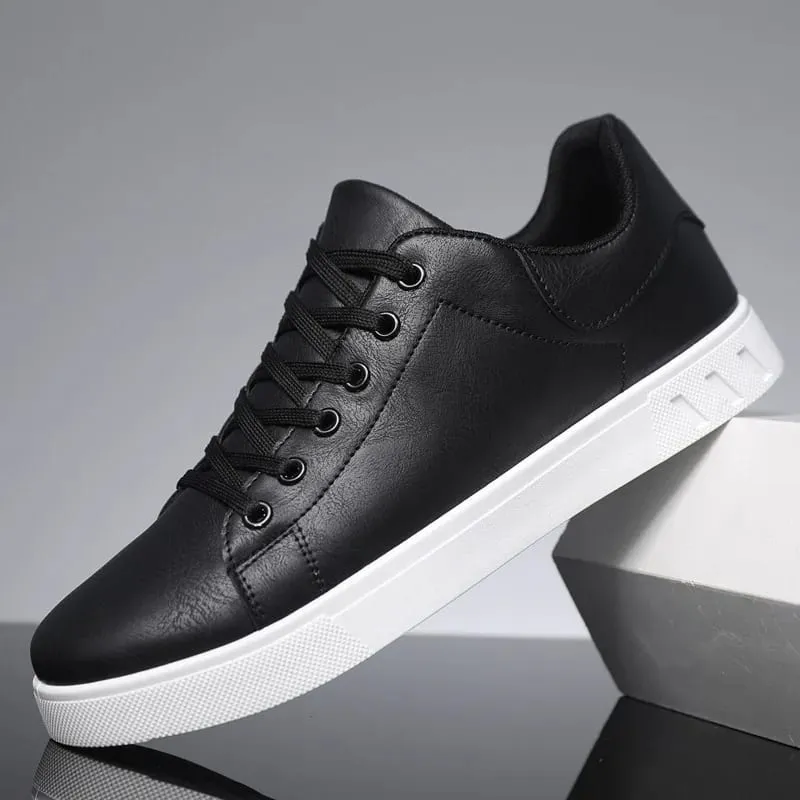 Fekete Vulkanizált tornacipő Férfi Lapos Kényelmes Cipők Fűzős Zapatillas Hombre Őszi tavaszi divatos tornacipők 39-48-as — image 4
