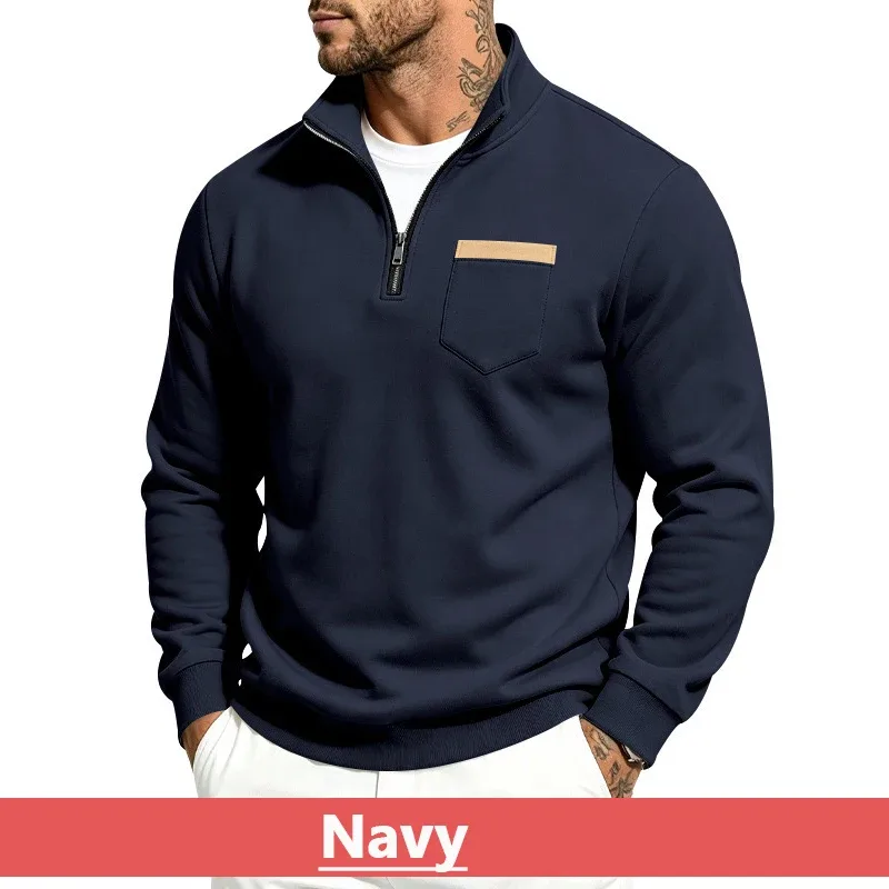 Homens 2026 outono inverno item quente velo forrado gola solta vintage moletom casual commuter moda masculina outerwear diário
