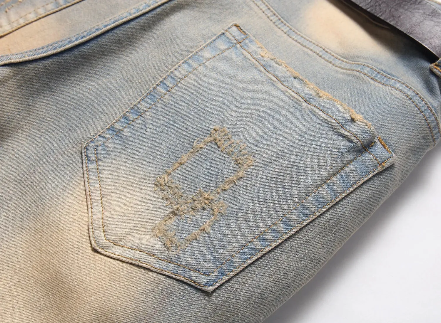 Vintage τζιν ανδρικό μολύβι παντελόνι Stretch Washed ταλαιπωρημένο στη μέση ίσιο παντελόνι μέχρι τον αστράγαλο 2024 Φθινοπωρινά τζιν Streetwear — image 5