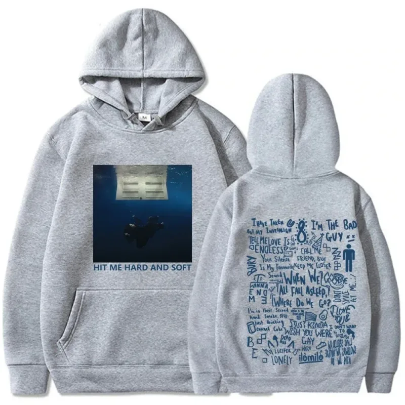 Hit Me Hoodie Tur Keras dan Lembut Pulover Billie Kaus Bulu Musim Gugur Musim Dingin Cetak Grafis Penyanyi Pria untuk Penggemar